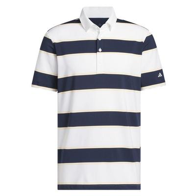 adidas Ultimate365 Jumbo Stripe Golf Polo Shirt - White/College Navy