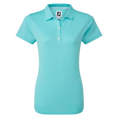 FootJoy Ladies Stretch Pique Solid Golf Polo Shirt Aqua Click Golf