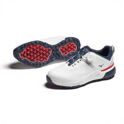Mizuno Hazard Enerzy Boa Golf Shoes - White/Dress Blue - thumbnail image 4