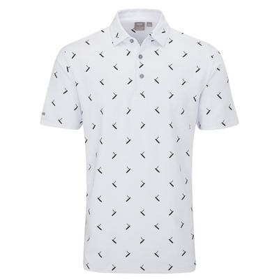 Ping Gold Putter Printed Golf Polo Shirt - White/Navy