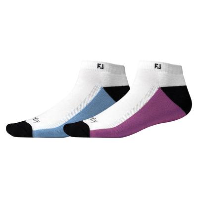 FootJoy ProDry Sport Golf Socks - 2 Pairs - White with Blue & Purple - thumbnail image 1