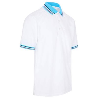 ProQuip Striped Collar Golf Polo Shirt - White/Azure