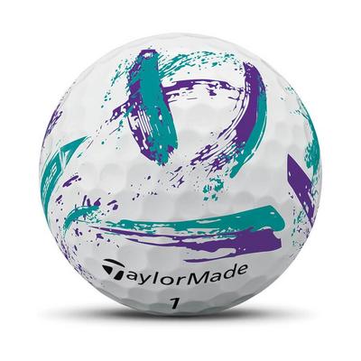 TaylorMade SpeedSoft Ink Golf Balls - White/Teal/Purple - thumbnail image 5