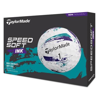 TaylorMade SpeedSoft Ink Golf Balls - White/Teal/Purple