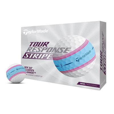 TaylorMade Tour Response Stripe Golf Balls - White/Blue/Pink - thumbnail image 1