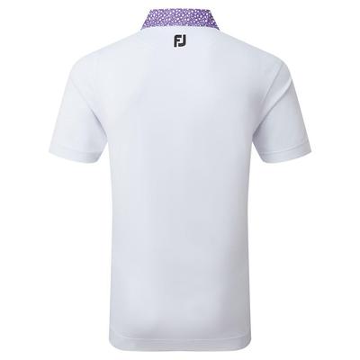 Footjoy Tossed Tulip Trim Pique Golf Polo Shirt - White/Violet - thumbnail image 2