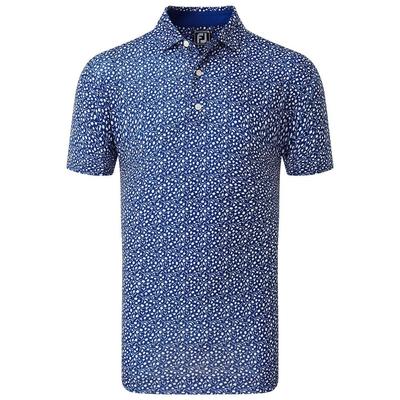 Footjoy Tossed Tulips Lisle Golf Polo Shirt - Twilight Blue