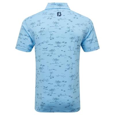 Footjoy Tropic Print Lisle Golf Polo Shirt - Sky Blue - thumbnail image 2