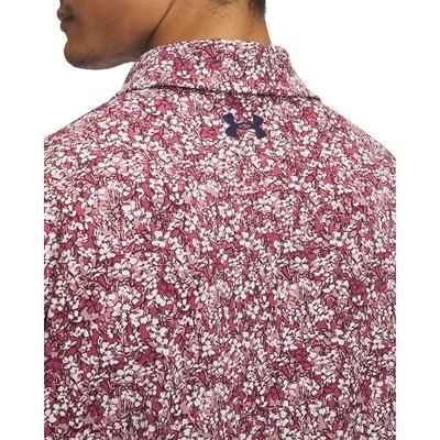 Under Armour Playoff 3.0 Printed Golf Polo Shirt - Tourmaline Pink/Dark Maroon/Midnight Navy - thumbnail image 3