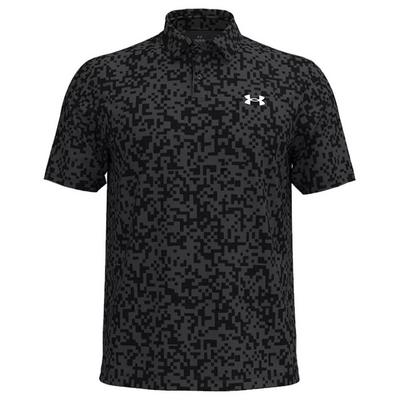 Under Armour Tee To Green Printed Golf Polo Shirt - Black/Castlerock/White