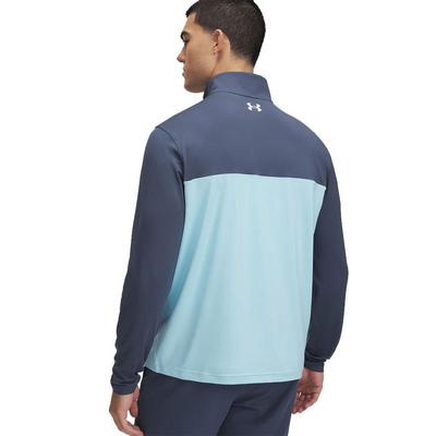 Under Armour Tee to Green Mens Quarter Zip Top - Downpour Grey/Stream/White - thumbnail image 2