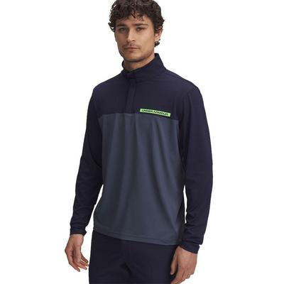 Under Armour Tee to Green Mens Quarter Zip Top - Midnight Navy/Downpour Grey/Cyber Green