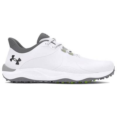 Under Armour UA Drive Pro Spikeless Wide Golf Shoes - White/White/Metallic Gun Metal