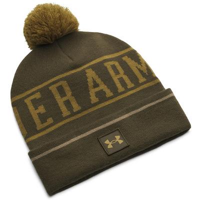 Under Armour UA Halftime Pom Pom Beanie Hat - Green - thumbnail image 1