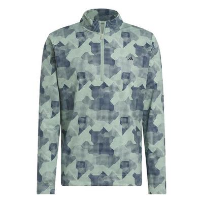 adidas Go-To Print Mens 1/4 Zip Top - Silver/Green