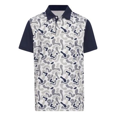 adidas Junior Print Golf Polo - Collegiate Navy - thumbnail image 1