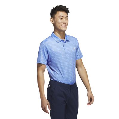 adidas Stripe Zip Golf Polo - Blue Fusion/White