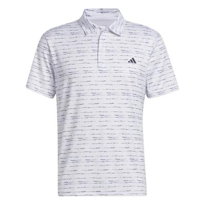 adidas Stripe Zip Golf Polo - White/Collegiate Navy - thumbnail image 1