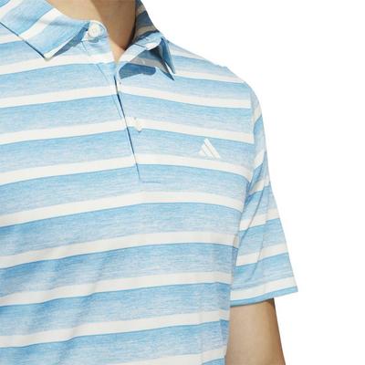 adidas 2 Colour Stripe Golf Polo - Semi Blue Burst - thumbnail image 5