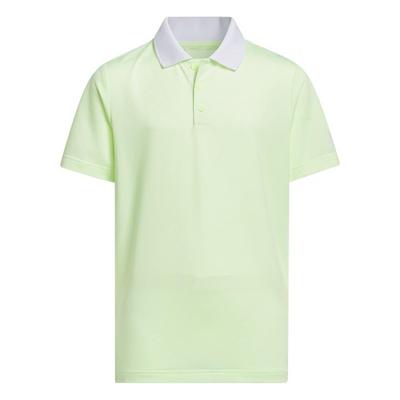 adidas Junior Striped Golf Polo - Green - thumbnail image 1