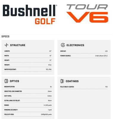 Bushnell Tour V6 Golf Laser Rangefinder - thumbnail image 6