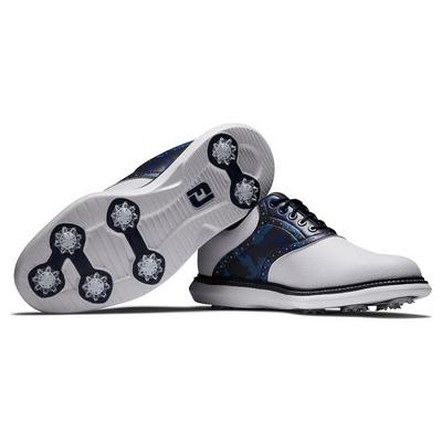 FootJoy Traditions Golf Shoes - White/Navy/Multi - thumbnail image 4