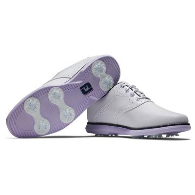 FootJoy Traditions Womens Golf Shoes - White/Navy/Purple - thumbnail image 4