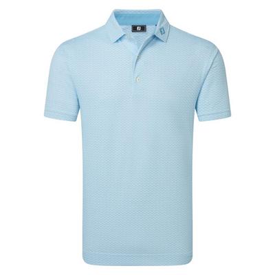 Footjoy Scallop Geo Print Pique Golf Polo Shirt - Reef Blue