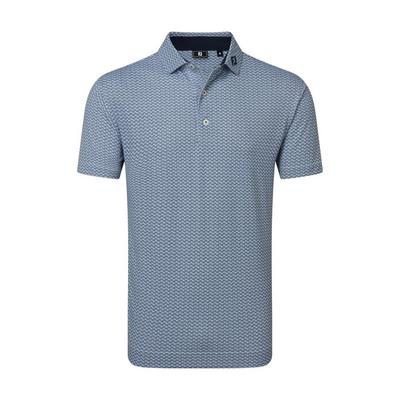 Footjoy Scallop Geo Print Pique Golf Polo Shirt - Navy