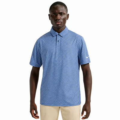Nike Dri-Fit Velocity Floral Print Golf Polo Shirt - Work Blue/Navy/White - thumbnail image 1