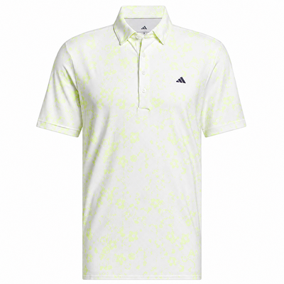 adidas Ultimate BTTR Print Golf Polo Shirt - Frozen Lemon - thumbnail image 1