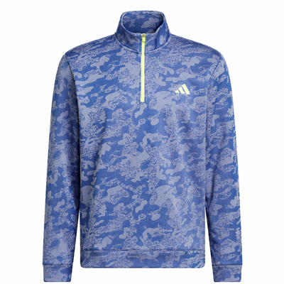 adidas Ultimate DWR 1/4 Zip Golf Sweater - Dual Indigo/Frozen Lemon - thumbnail image 1