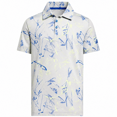 adidas CLIMACOOL Script Print Junior Golf Polo Shirt - Frozen Lemon - thumbnail image 1