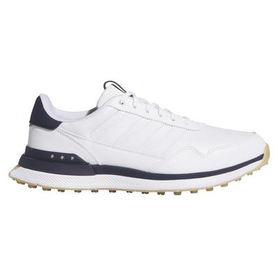 adidas S2G Leather Spikeless Golf Shoes - White/White/Collegiate Navy