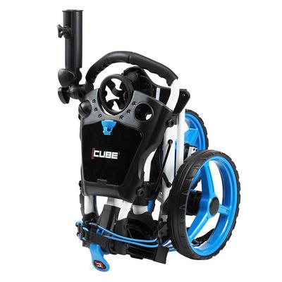 Cube 3-Wheel Golf Push/Pulll Trolley - White/Blue  - thumbnail image 2