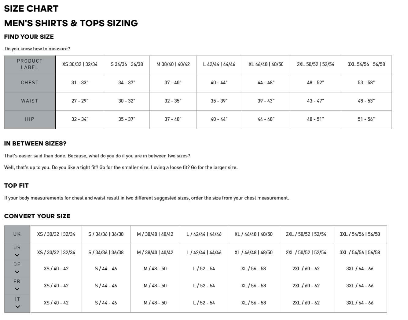 Size Chart for adidas Performance Golf Polo - Collegiate Royal