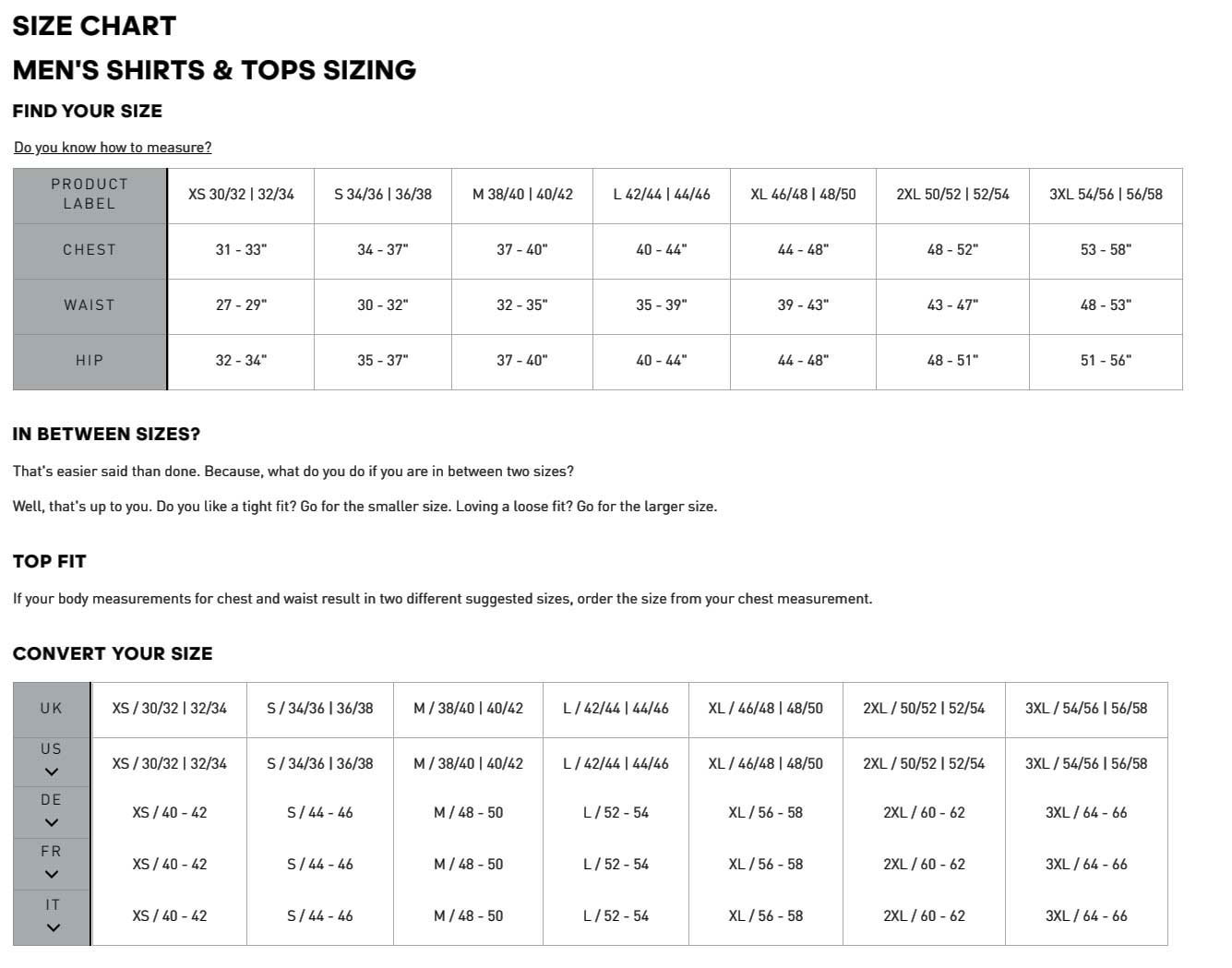 Size Chart for adidas COLD.RDY Golf Hoodie - Navy